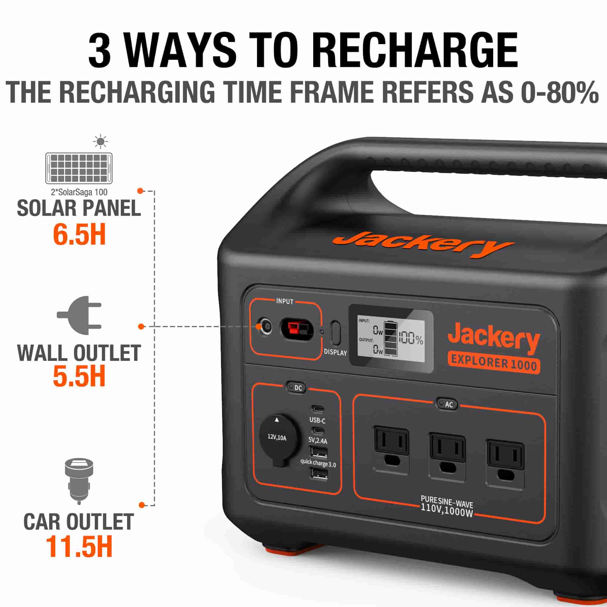Jackery Explorer 1000 Portable Power Station (Refurbished) - Image 3